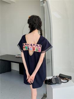 Y2K CARTOON CHINESE FIGURES MINI DRESS