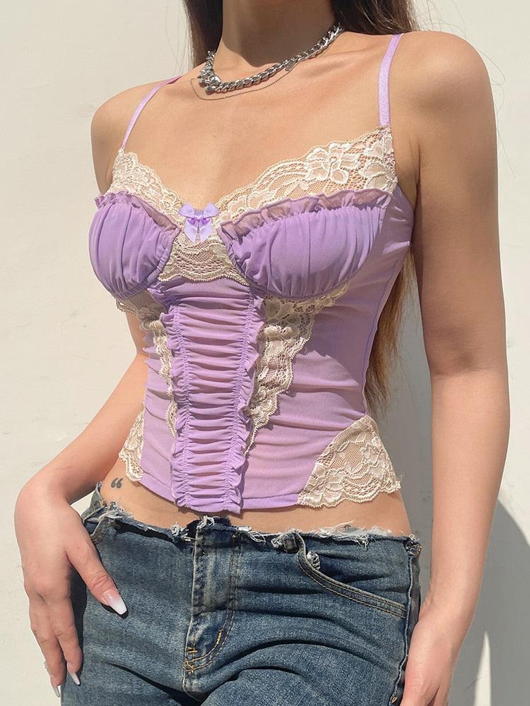 Y2K VELVET VEIN CROPPED TOP